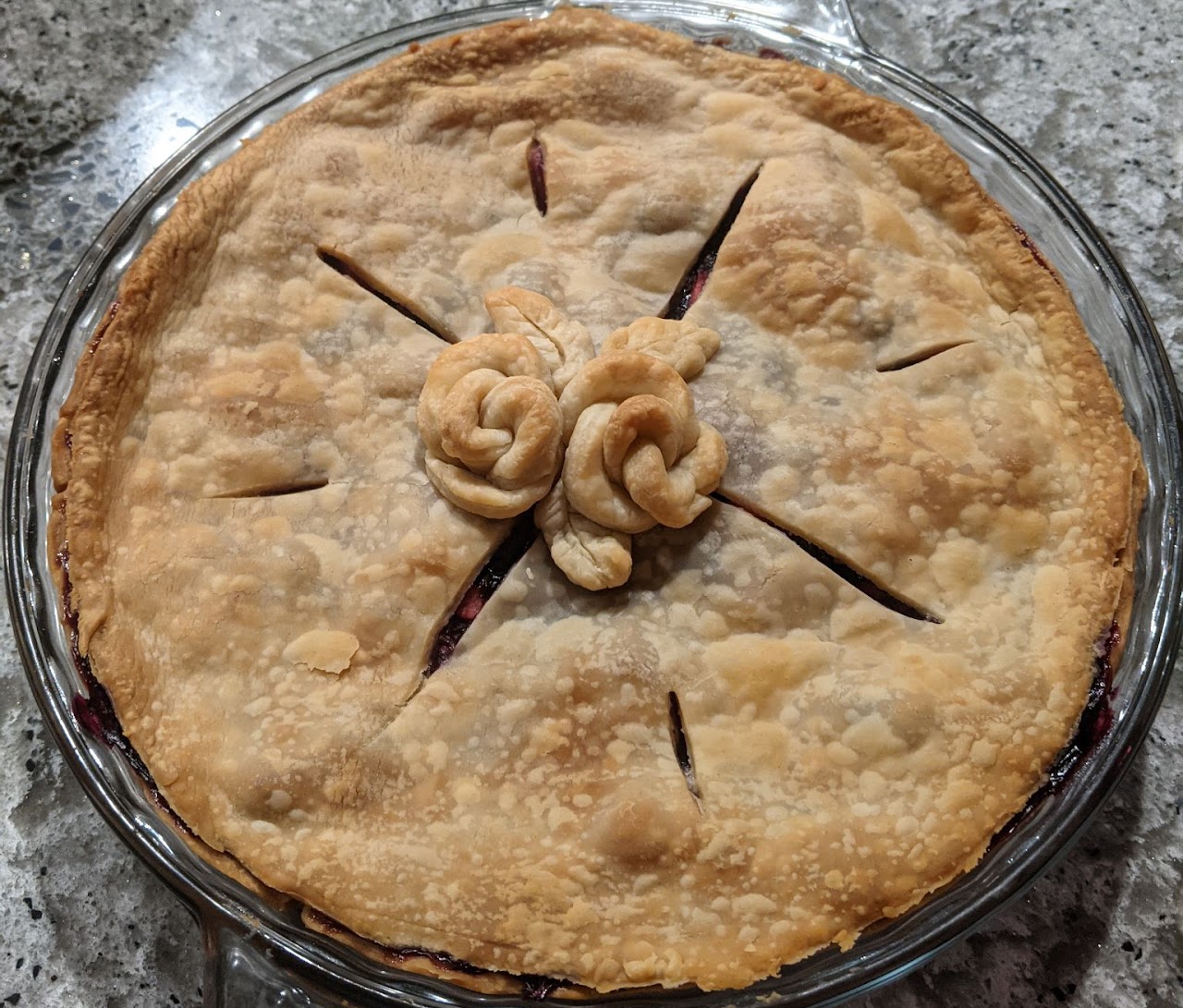 Homemade apple blueberry pie